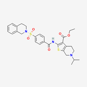 molecular formula C29H33N3O5S2 B2739519 ethyl 2-(4-((3,4-dihydroisoquinolin-2(1H)-yl)sulfonyl)benzamido)-6-isopropyl-4,5,6,7-tetrahydrothieno[2,3-c]pyridine-3-carboxylate CAS No. 489470-90-8