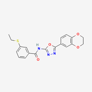 molecular formula C19H17N3O4S B2739556 N-[5-(2,3-dihydro-1,4-benzodioxin-6-yl)-1,3,4-oxadiazol-2-yl]-3-(ethylsulfanyl)benzamide CAS No. 886913-69-5