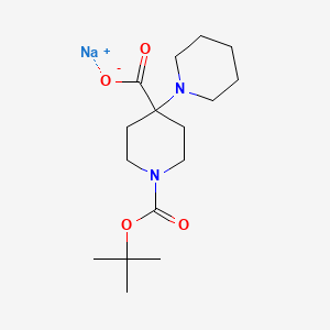 molecular formula C16H27N2NaO4 B2739565 Sodium 1-[(tert-butoxy)carbonyl]-4-(piperidin-1-yl)piperidine-4-carboxylate CAS No. 2138187-39-8