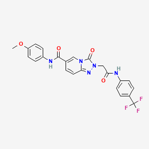 molecular formula C23H18F3N5O4 B2739574 N-(4-methoxyphenyl)-3-oxo-2-({[4-(trifluoromethyl)phenyl]carbamoyl}methyl)-2H,3H-[1,2,4]triazolo[4,3-a]pyridine-6-carboxamide CAS No. 1226435-70-6
