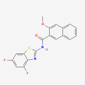 molecular formula C19H12F2N2O2S B2739597 N-(4,6-difluoro-1,3-benzothiazol-2-yl)-3-methoxynaphthalene-2-carboxamide CAS No. 312604-34-5