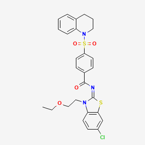 molecular formula C27H26ClN3O4S2 B2739611 (Z)-N-(6-chloro-3-(2-ethoxyethyl)benzo[d]thiazol-2(3H)-ylidene)-4-((3,4-dihydroquinolin-1(2H)-yl)sulfonyl)benzamide CAS No. 865162-53-4