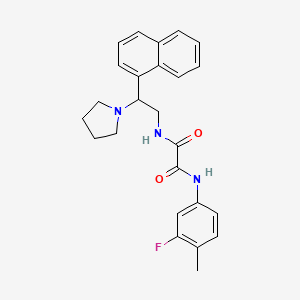 molecular formula C25H26FN3O2 B2739642 N'-(3-fluoro-4-methylphenyl)-N-[2-(naphthalen-1-yl)-2-(pyrrolidin-1-yl)ethyl]ethanediamide CAS No. 941872-08-8