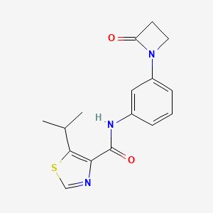 molecular formula C16H17N3O2S B2739643 N-[3-(2-Oxoazetidin-1-yl)phenyl]-5-propan-2-yl-1,3-thiazole-4-carboxamide CAS No. 2249111-62-2