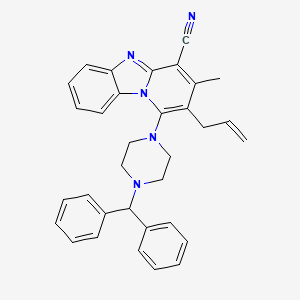 molecular formula C33H31N5 B2739663 1-[4-(Diphenylmethyl)piperazin-1-yl]-3-methyl-2-(prop-2-en-1-yl)pyrido[1,2-a]benzimidazole-4-carbonitrile CAS No. 612037-39-5