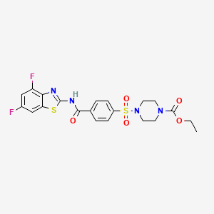 molecular formula C21H20F2N4O5S2 B2739670 Ethyl 4-((4-((4,6-difluorobenzo[d]thiazol-2-yl)carbamoyl)phenyl)sulfonyl)piperazine-1-carboxylate CAS No. 941991-08-8