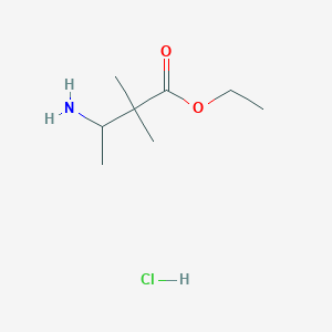 molecular formula C8H18ClNO2 B2739682 Ethyl3-amino-2,2-dimethylbutanoatehydrochloride CAS No. 2375274-07-8
