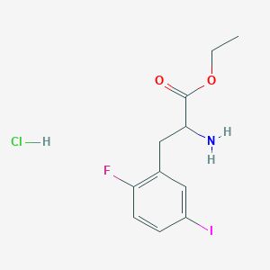 molecular formula C11H14ClFINO2 B2739708 ethyl 2-amino-3-(2-fluoro-5-iodophenyl)propanoate hydrochloride CAS No. 2378501-56-3