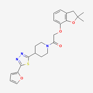 2-((2,2-Dimethyl-2,3-dihydrobenzofuran-7-yl)oxy)-1-(4-(5-(furan-2-yl)-1,3,4-thiadiazol-2-yl)piperidin-1-yl)ethanone