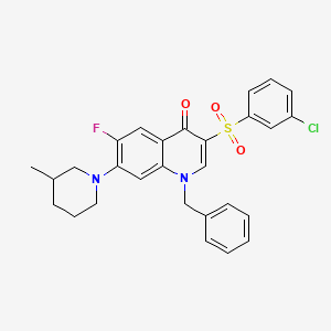 1-benzyl-3-[(3-chlorophenyl)sulfonyl]-6-fluoro-7-(3-methylpiperidin-1-yl)quinolin-4(1H)-one