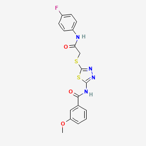 N-[5-[2-(4-fluoroanilino)-2-oxoethyl]sulfanyl-1,3,4-thiadiazol-2-yl]-3-methoxybenzamide
