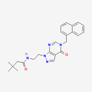 3,3-dimethyl-N-(2-(5-(naphthalen-1-ylmethyl)-4-oxo-4,5-dihydro-1H-pyrazolo[3,4-d]pyrimidin-1-yl)ethyl)butanamide