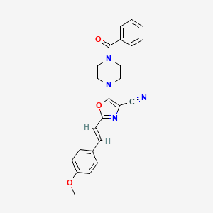 molecular formula C24H22N4O3 B2739775 (E)-5-(4-benzoylpiperazin-1-yl)-2-(4-methoxystyryl)oxazole-4-carbonitrile CAS No. 941257-91-6