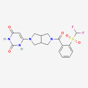 molecular formula C18H18F2N4O5S B2739788 6-[5-[2-(Difluoromethylsulfonyl)benzoyl]-1,3,3a,4,6,6a-hexahydropyrrolo[3,4-c]pyrrol-2-yl]-1H-pyrimidine-2,4-dione CAS No. 2415632-01-6