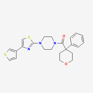 molecular formula C23H25N3O2S2 B2739789 (4-phenyltetrahydro-2H-pyran-4-yl)(4-(4-(thiophen-3-yl)thiazol-2-yl)piperazin-1-yl)methanone CAS No. 1448125-17-4