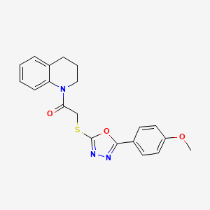 molecular formula C20H19N3O3S B2739796 1-(3,4-dihydroquinolin-1(2H)-yl)-2-((5-(4-methoxyphenyl)-1,3,4-oxadiazol-2-yl)thio)ethanone CAS No. 459845-49-9
