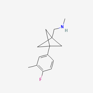 molecular formula C14H18FN B2739801 1-[3-(4-Fluoro-3-methylphenyl)-1-bicyclo[1.1.1]pentanyl]-N-methylmethanamine CAS No. 2287274-64-8
