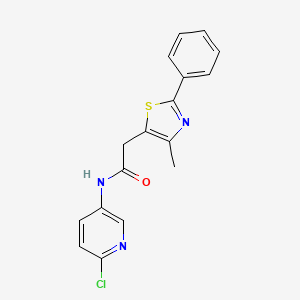 molecular formula C17H14ClN3OS B2739816 N-(6-chloropyridin-3-yl)-2-(4-methyl-2-phenyl-1,3-thiazol-5-yl)acetamide CAS No. 1226458-36-1
