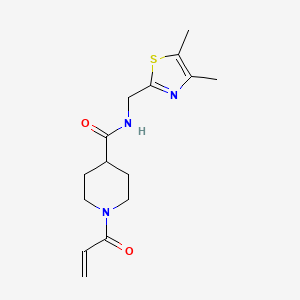 molecular formula C15H21N3O2S B2739820 N-[(4,5-Dimethyl-1,3-thiazol-2-yl)methyl]-1-prop-2-enoylpiperidine-4-carboxamide CAS No. 2361825-61-6
