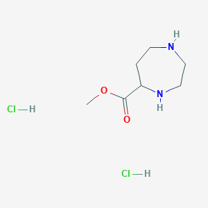 molecular formula C7H16Cl2N2O2 B2739825 甲基 1,4-二氮杂庚烷-5-羧酸酯 二盐酸盐 CAS No. 1219390-83-6