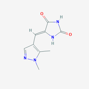 molecular formula C9H10N4O2 B2739826 (Z)-5-((1,5-dimethyl-1H-pyrazol-4-yl)methylene)imidazolidine-2,4-dione CAS No. 1005683-26-0