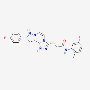 N-(5-fluoro-2-methylphenyl)-2-{[11-(4-fluorophenyl)-3,4,6,9,10-pentaazatricyclo[7.3.0.0^{2,6}]dodeca-1(12),2,4,7,10-pentaen-5-yl]sulfanyl}acetamide