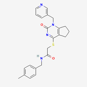 molecular formula C23H24N4O2S B2739835 N-(4-methylbenzyl)-2-((2-oxo-1-(pyridin-3-ylmethyl)-2,5,6,7-tetrahydro-1H-cyclopenta[d]pyrimidin-4-yl)thio)acetamide CAS No. 946325-89-9