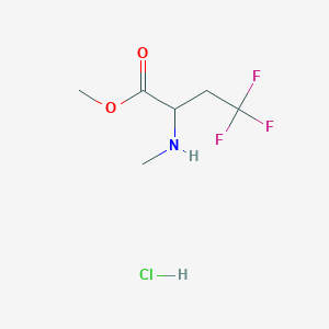molecular formula C6H11ClF3NO2 B2739850 methyl 4,4,4-trifluoro-2-(methylamino)butanoate hydrochloride CAS No. 2460750-88-1