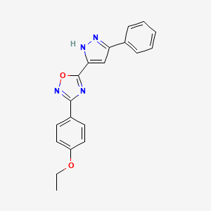 molecular formula C19H16N4O2 B2739856 3-(4-ethoxyphenyl)-5-(3-phenyl-1H-pyrazol-5-yl)-1,2,4-oxadiazole CAS No. 1192580-50-9
