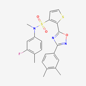 molecular formula C22H20FN3O3S2 B2739859 2-[3-(3,4-dimethylphenyl)-1,2,4-oxadiazol-5-yl]-N-(3-fluoro-4-methylphenyl)-N-methylthiophene-3-sulfonamide CAS No. 1207055-62-6