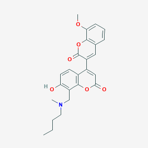 molecular formula C25H25NO6 B2739861 8'-{[butyl(methyl)amino]methyl}-7'-hydroxy-8-methoxy-2H,2'H-[3,4'-bichromene]-2,2'-dione CAS No. 859666-40-3