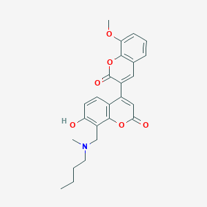 molecular formula C25H25NO6 B2739861 8-[[Butyl(methyl)amino]methyl]-7-hydroxy-4-(8-methoxy-2-oxochromen-3-yl)chromen-2-one CAS No. 859666-40-3