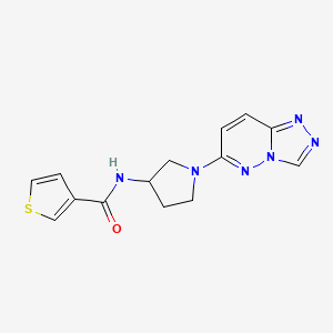 molecular formula C14H14N6OS B2739870 N-(1-([1,2,4]三唑并[4,3-b]吡啶-6-基)吡咯啉-3-基)噻吩-3-甲酰胺 CAS No. 2034310-42-2