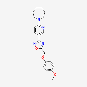 molecular formula C21H24N4O3 B2739871 3-(6-(Azepan-1-yl)pyridin-3-yl)-5-((4-methoxyphenoxy)methyl)-1,2,4-oxadiazole CAS No. 1358349-74-2