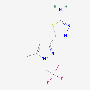 molecular formula C8H8F3N5S B2739873 5-[5-Methyl-1-(2,2,2-trifluoroethyl)pyrazol-3-yl]-1,3,4-thiadiazol-2-amine CAS No. 1946822-45-2