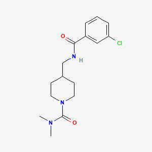 molecular formula C16H22ClN3O2 B2739874 4-((3-氯苯甲酰胺)甲基)-N,N-二甲基哌啶-1-甲酸酰胺 CAS No. 2034283-01-5