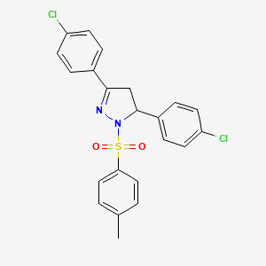 molecular formula C22H18Cl2N2O2S B2739880 3,5-bis(4-chlorophenyl)-1-tosyl-4,5-dihydro-1H-pyrazole CAS No. 394232-44-1