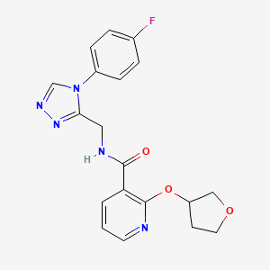 molecular formula C19H18FN5O3 B2739885 N-((4-(4-fluorophenyl)-4H-1,2,4-triazol-3-yl)methyl)-2-((tetrahydrofuran-3-yl)oxy)nicotinamide CAS No. 2034313-14-7