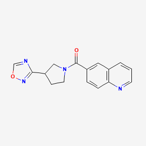 molecular formula C16H14N4O2 B2739892 (3-(1,2,4-Oxadiazol-3-yl)pyrrolidin-1-yl)(quinolin-6-yl)methanone CAS No. 2034551-61-4