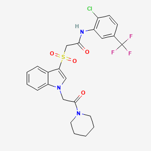 N-(2-chloro-5-(trifluoromethyl)phenyl)-2-((1-(2-oxo-2-(piperidin-1-yl)ethyl)-1H-indol-3-yl)sulfonyl)acetamide