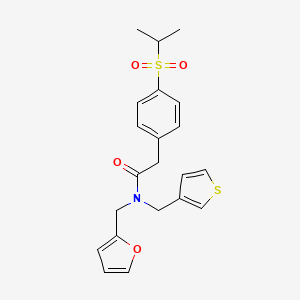 molecular formula C21H23NO4S2 B2739900 N-(furan-2-ylmethyl)-2-(4-(isopropylsulfonyl)phenyl)-N-(thiophen-3-ylmethyl)acetamide CAS No. 1219903-13-5