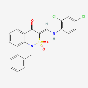 molecular formula C22H16Cl2N2O3S B2739904 (3Z)-1-benzyl-3-{[(2,4-dichlorophenyl)amino]methylidene}-3,4-dihydro-1H-2lambda6,1-benzothiazine-2,2,4-trione CAS No. 892293-77-5