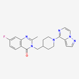 molecular formula C21H21FN6O B2739941 7-Fluoro-2-methyl-3-[(1-{pyrazolo[1,5-a]pyrazin-4-yl}piperidin-4-yl)methyl]-3,4-dihydroquinazolin-4-one CAS No. 2415517-64-3