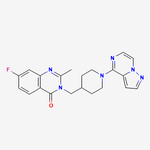 molecular formula C21H21FN6O B2739941 7-Fluoro-2-methyl-3-[(1-pyrazolo[1,5-a]pyrazin-4-ylpiperidin-4-yl)methyl]quinazolin-4-one CAS No. 2415517-64-3