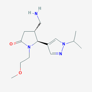 molecular formula C14H24N4O2 B2739949 (4R,5S)-4-(Aminomethyl)-1-(2-methoxyethyl)-5-(1-propan-2-ylpyrazol-4-yl)pyrrolidin-2-one CAS No. 1807896-12-3