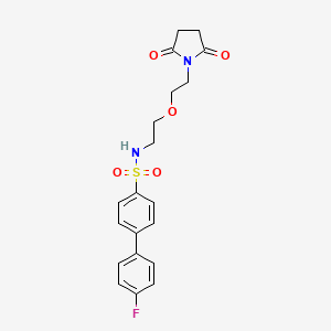 molecular formula C20H21FN2O5S B2739951 N-(2-(2-(2,5-二氧代吡咯烷-1-基)乙氧基)乙基)-4'-氟-[1,1'-联苯]-4-磺酰胺 CAS No. 2320578-17-2