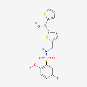 5-fluoro-N-((5-(hydroxy(thiophen-2-yl)methyl)thiophen-2-yl)methyl)-2-methoxybenzenesulfonamide
