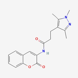 molecular formula C18H19N3O3 B2739978 N-(2-oxo-2H-chromen-3-yl)-3-(1,3,5-trimethyl-1H-pyrazol-4-yl)propanamide CAS No. 1251634-13-5