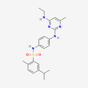 molecular formula C23H29N5O2S B2739980 N-(4-{[4-(ethylamino)-6-methylpyrimidin-2-yl]amino}phenyl)-2-methyl-5-(propan-2-yl)benzene-1-sulfonamide CAS No. 923165-62-2