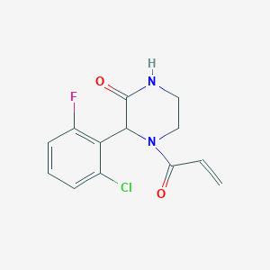molecular formula C13H12ClFN2O2 B2739997 3-(2-Chloro-6-fluorophenyl)-4-(prop-2-enoyl)piperazin-2-one CAS No. 2094134-01-5